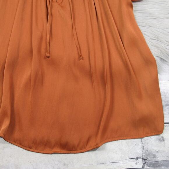 CATHERINE MALANDRINO Pleated Airflow Blouse in Rust Women's Size Small - Picture 6 of 12
